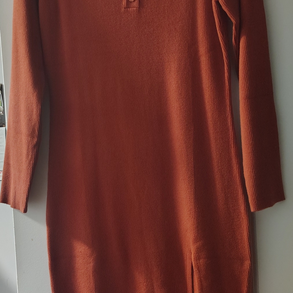 Deep Self Orange Ribbed Dress